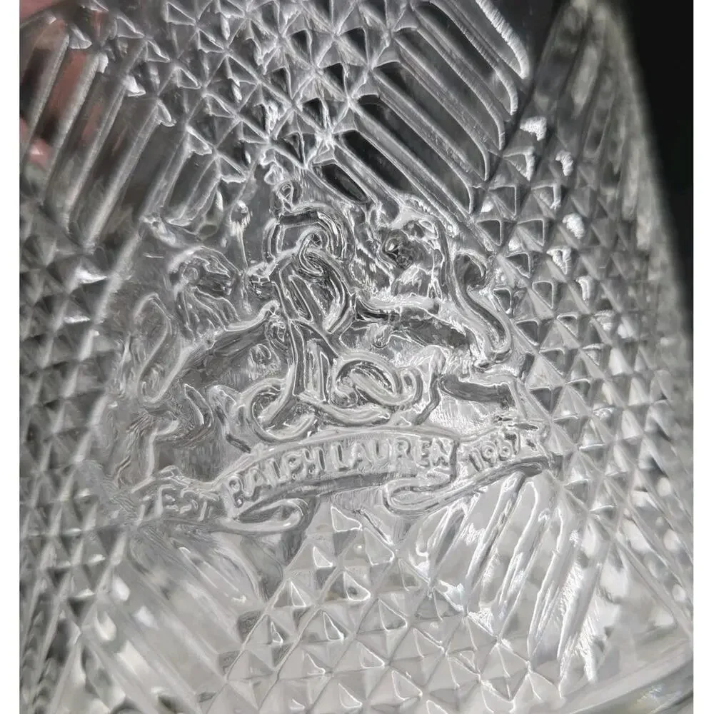 Ralph Lauren Lion Crest Double Old Fashioned Safari Argyle Crystal Whiskey Glass